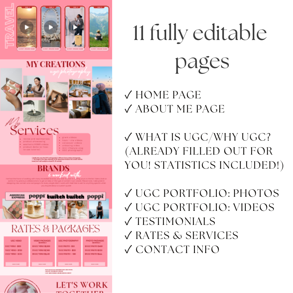 UGC Portfolio Website Template – Pink Rose - Image 3